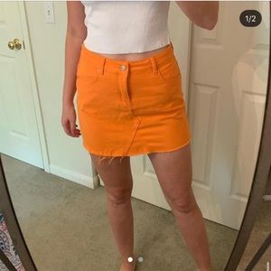 Orange denim skirt